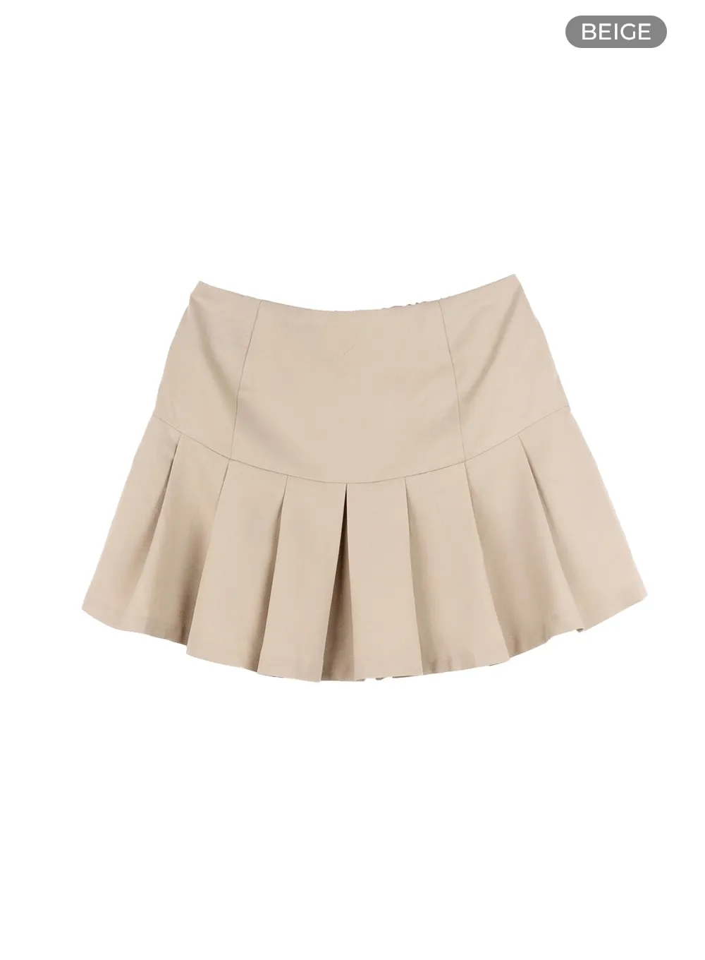 Solid Pleated Cotton Mini Skirt CM427