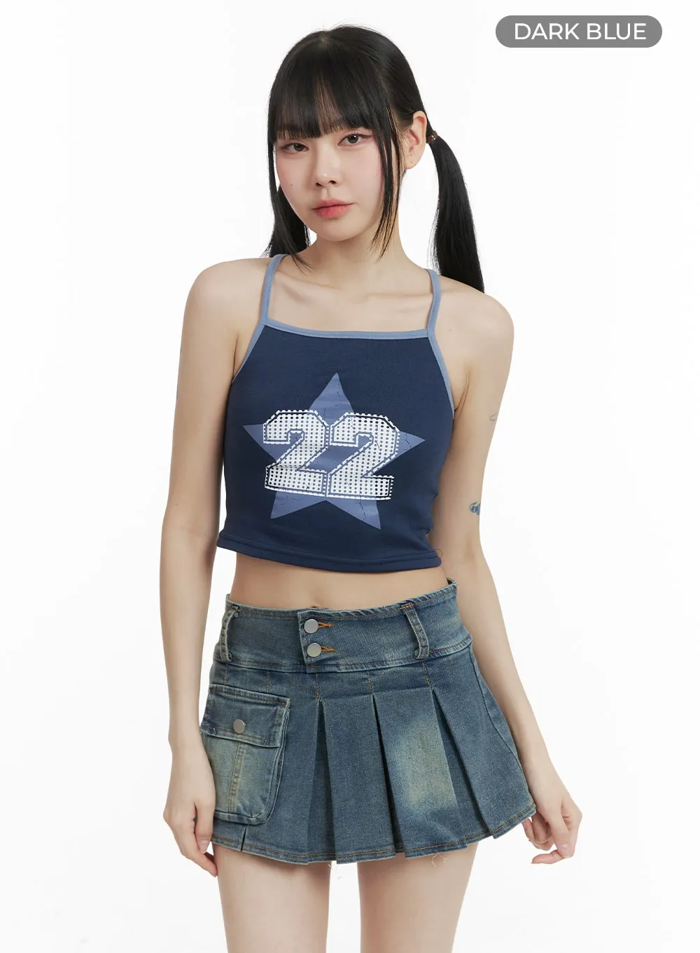 Star Graphic X-Strap Crop Top OM426