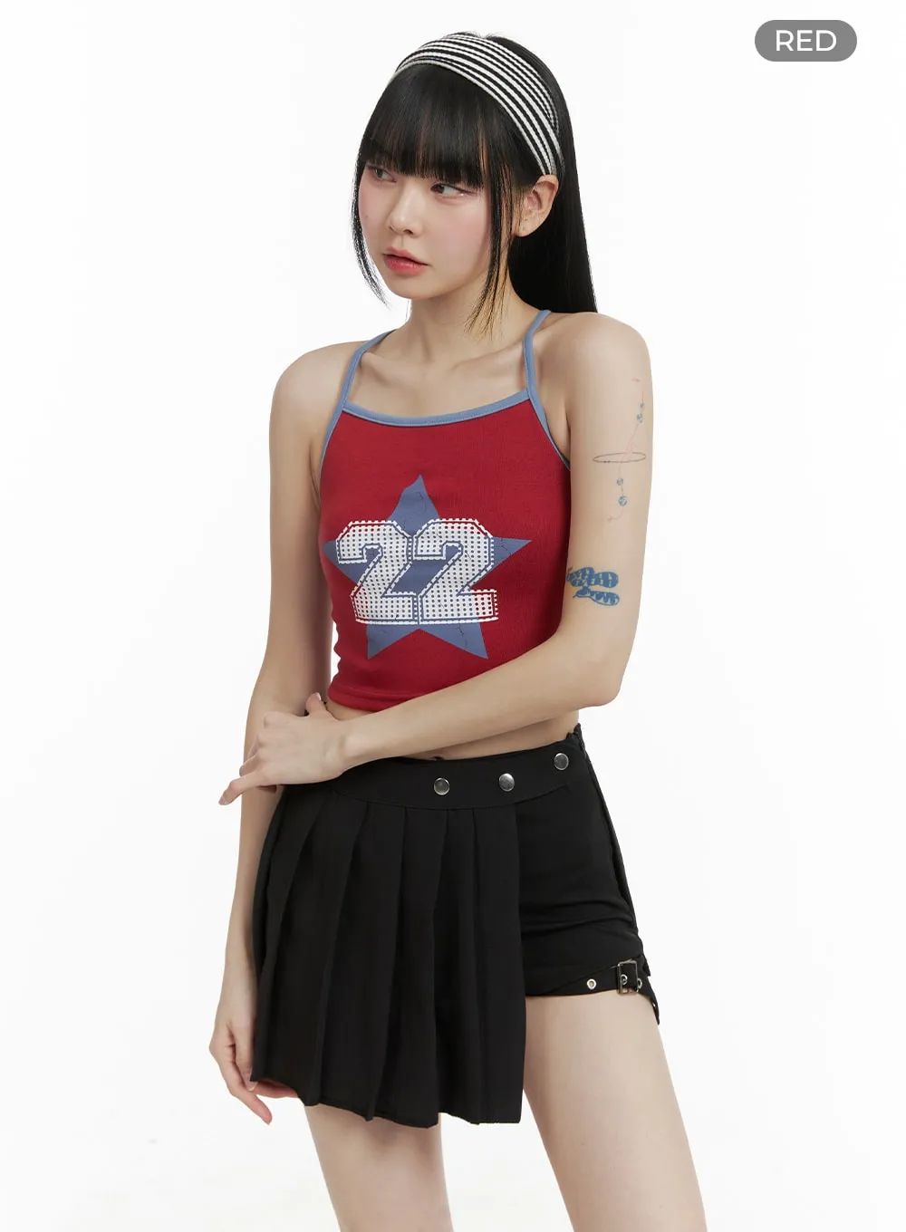 Star Graphic X-Strap Crop Top OM426