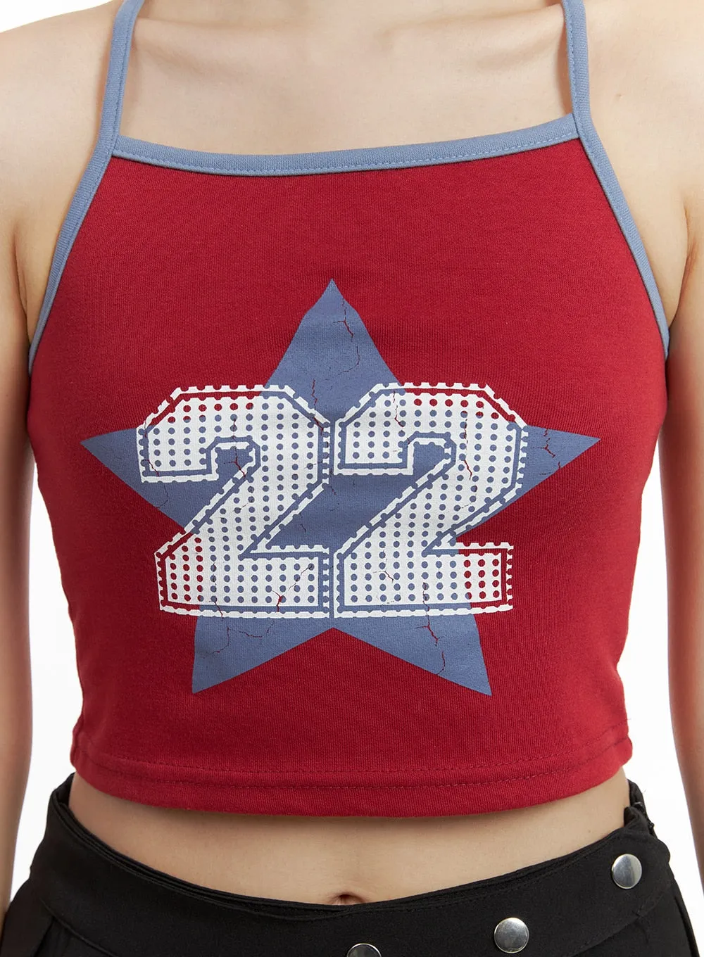 Star Graphic X-Strap Crop Top OM426