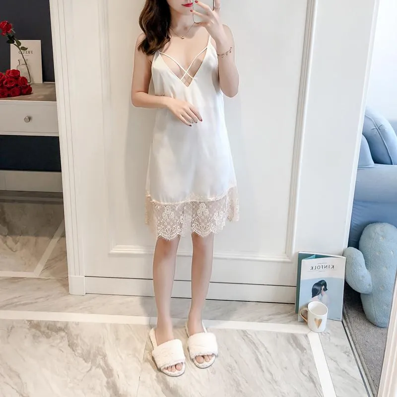 Summer Women Nightgown Sexy Backless Suspender Skirt Dress