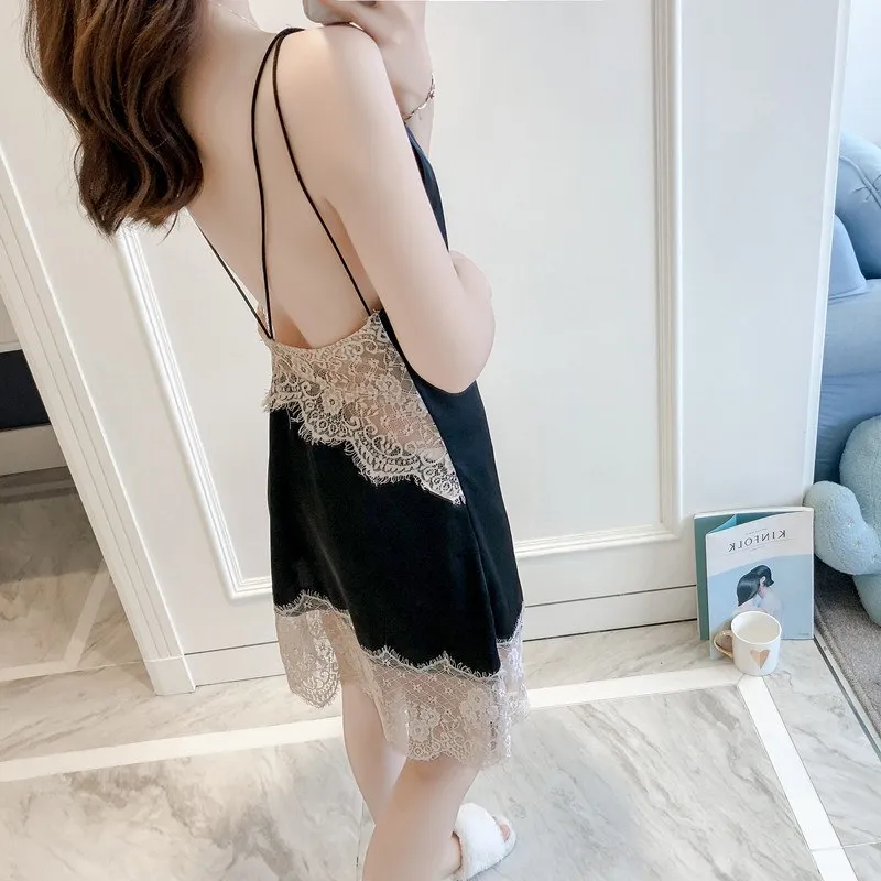 Summer Women Nightgown Sexy Backless Suspender Skirt Dress