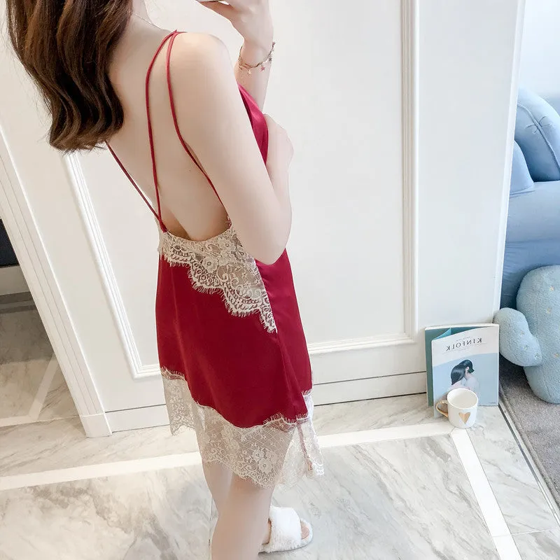 Summer Women Nightgown Sexy Backless Suspender Skirt Dress