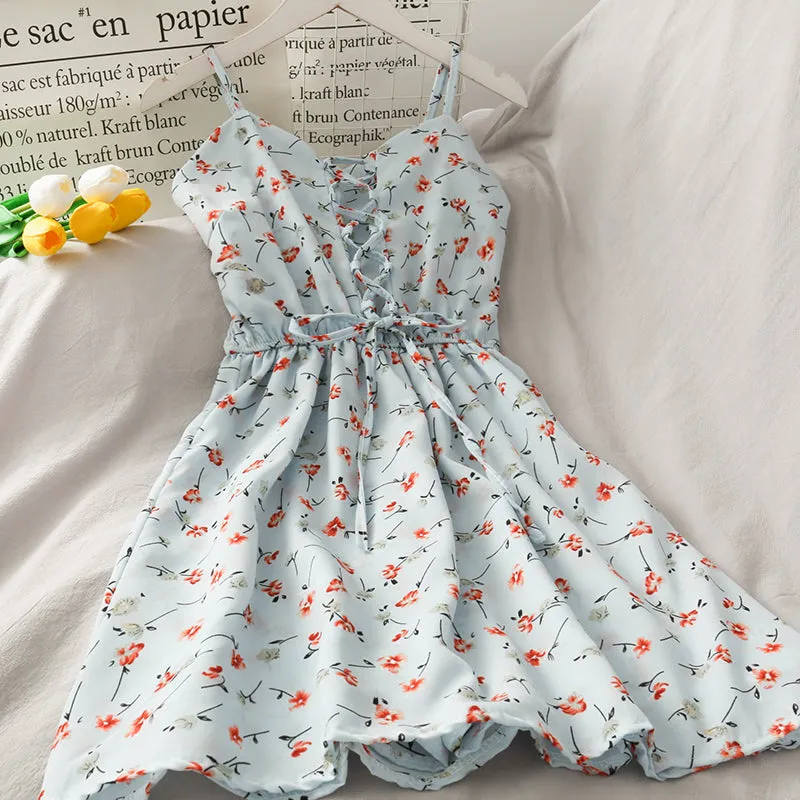 Sweet Floral Suspender Dress AD12176