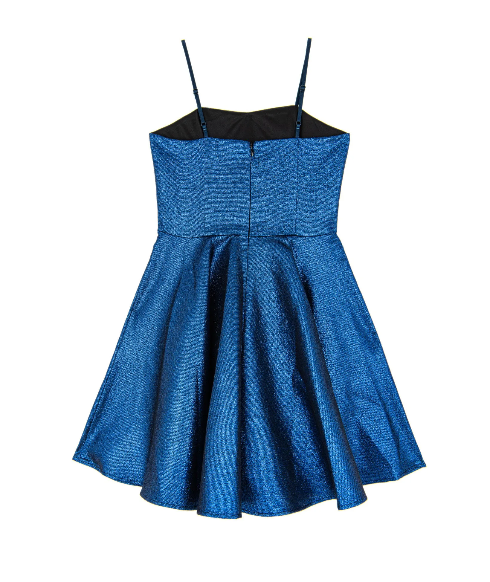 Un Deux Trois Girls Cobalt Jacquard Party Dress