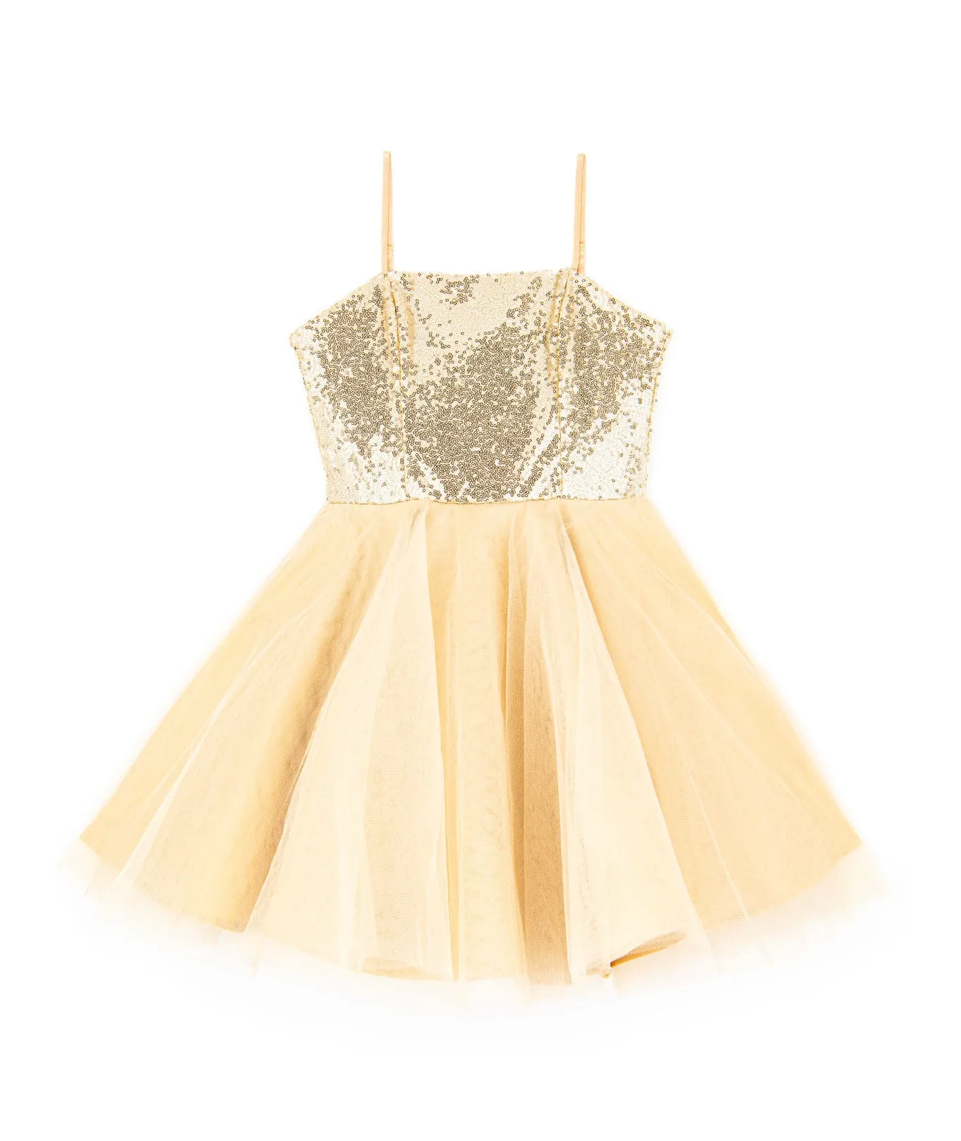 Un Deux Trois Girls Gold Sequin Bodice Tulle Dress