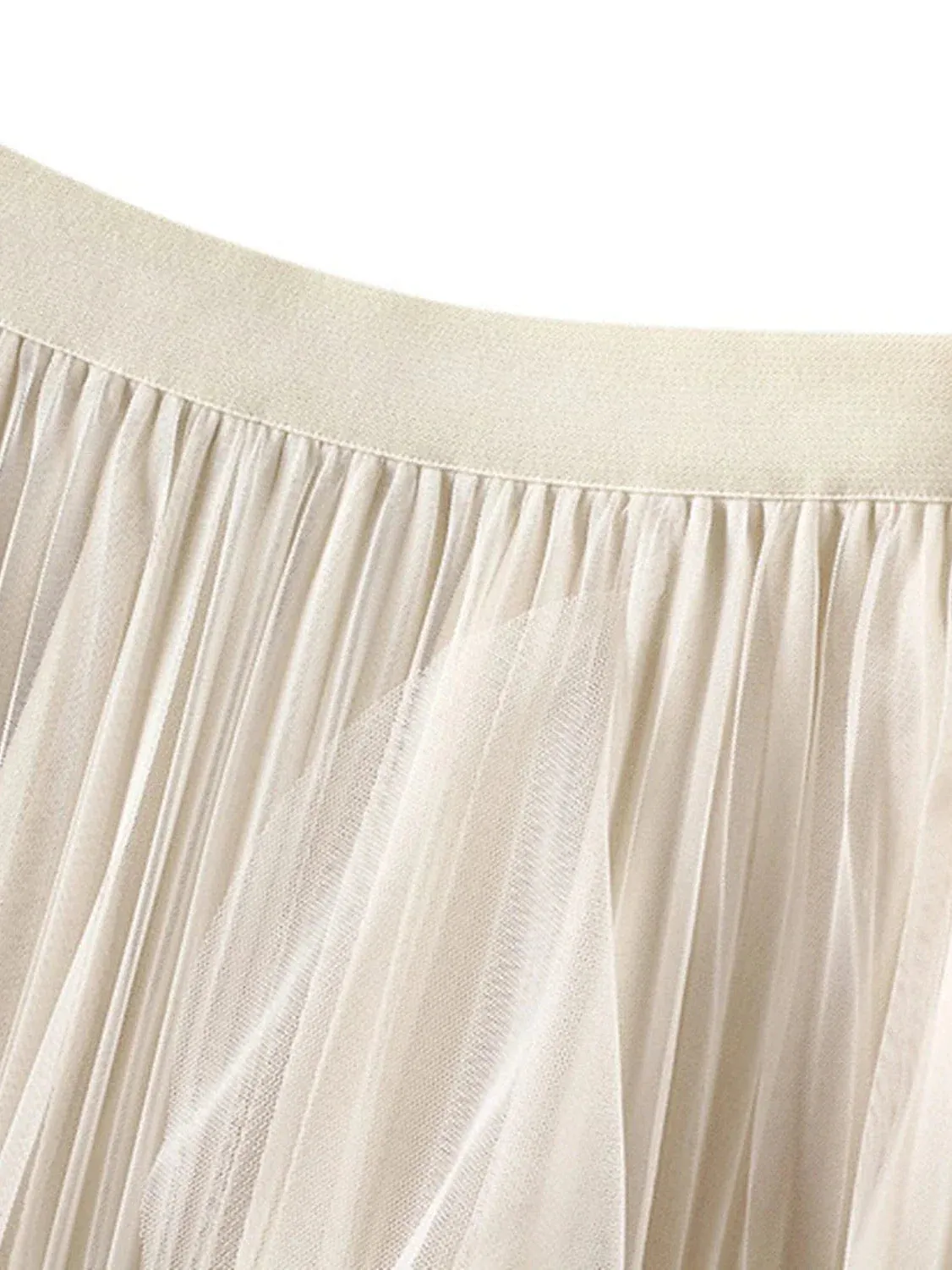 Versatile Tulle Midi Skirt for Women - Black, White, Pink, and Camel