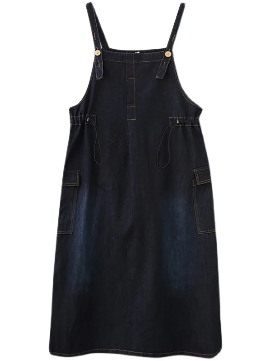 Women Summer Casual Solid Denim Vest Dress CO1021